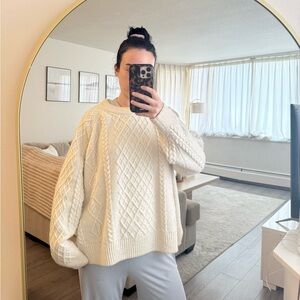 Cozy White Cable Knit Sweater